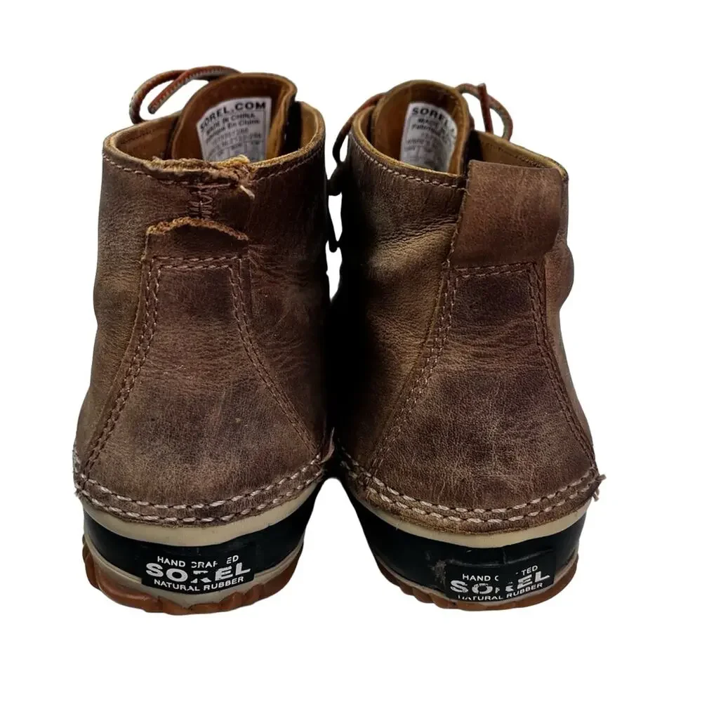 SOREL Rain Boots Women's Size 9 Brown Black Leather NL2133-286
